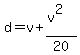 d=v%2B%28v%5E2%29%2F20