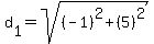 d%5B1%5D+=+sqrt%28%28-1%29%5E2%2B%285%29%5E2%29