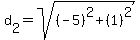 d%5B2%5D+=+sqrt%28%28-5%29%5E2%2B%281%29%5E2%29