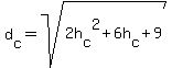 d%5Bc%5D=sqrt%282h%5Bc%5D%5E2%2B6h%5Bc%5D%2B9%29