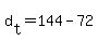 d%5Bt%5D+=+144+-+72