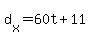 d%5Bx%5D+=+60t+%2B+11