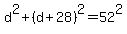 d%5E2%2B%28d%2B28%29%5E2+=+52%5E2