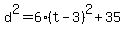 d%5E2=6%28t-3%29%5E2%2B35