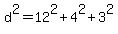 d%5E2+=+12%5E2+%2B+4%5E2+%2B+3%5E2
