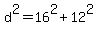d%5E2+=+16%5E2+%2B+12%5E2
