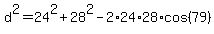 d%5E2+=+24%5E2+%2B+28%5E2+-+2%2A24%2A28%2Acos%2879%29