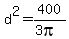 d%5E2+=+400%2F%283pi%29