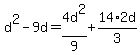 d%5E2-9d=4d%5E2%2F9%2B14%2A2d%2F3
