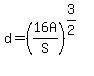 d+=+%2816A%2FS%29%5E%283%2F2%29