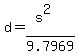 d+=+%28s%5E2%29%2F9.7969