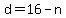 d+=+16+-+n
