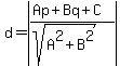 d+=+abs%28%28Ap%2BBq%2BC%29%2F%28sqrt%28A%5E2%2BB%5E2%29%29%29