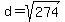 d+=+sqrt%28274%29