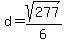 d+=+sqrt%28277%29%2F6