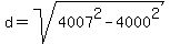 d+=+sqrt%284007%5E2+-+4000%5E2%29