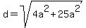 d+=+sqrt%284a%5E2%2B25a%5E2%29
