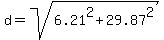d+=+sqrt%286.21%5E2+%2B+29.87%5E2%29