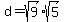 d+=+sqrt%289%29%2Asqrt%285%29