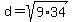 d+=+sqrt%289%2A34%29