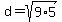 d+=+sqrt%289%2A5%29