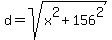 d+=+sqrt%28x%5E2+%2B+156%5E2%29