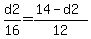 d2%2F16=%2814-d2%29%2F12
