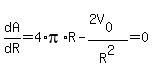 dA%2FdR=4%2Api%2AR-%282V%5B0%5D%29%2FR%5E2=0