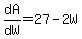dA%2FdW=27-2W