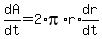 dA%2Fdt=2%2Api%2Ar%2Aexpr%28dr%2Fdt%29