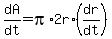dA%2Fdt=pi%2A2r%2A%28dr%2Fdt%29