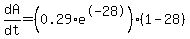 dA%2Fdt+=+%280.29%2Ae%5E-28%29%2A%281-28%29