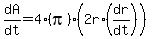 dA%2Fdt+=+4%28pi%29%282r%2A%28dr%2Fdt%29%29