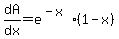 dA%2Fdx=e%5E%28-x%29%281-x%29
