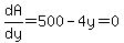 dA%2Fdy=500-4y=0