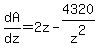 dA%2Fdz=2z-4320%2Fz%5E2