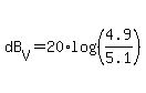 dB%5BV%5D=20%2Alog%28%284.9%2F5.1%29%29