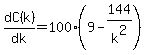 dC%28k%29%2Fdk+=+100%289-144%2Fk%5E2%29