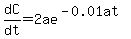 dC%2Fdt=2ae%5E%28-0.01at%29