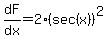 dF%2Fdx=2%28sec%28x%29%29%5E2