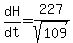 dH%2Fdt=227%2Fsqrt%28109%29