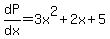 dP%2Fdx=3x%5E2%2B2x%2B5