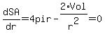 dSA%2Fdr+=+4pir+-+2%2AVol%2Fr%5E2+=+0