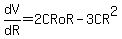 dV%2FdR+=+2CRoR-3CR%5E2