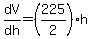 dV%2Fdh=%28225%2F2%29h