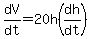 dV%2Fdt=20h%28dh%2Fdt%29
