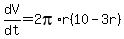 dV%2Fdt=2pi%2Ar%2810-3r%29