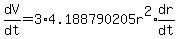 dV%2Fdt=3%2A4.188790205r%5E2%2Aexpr%28dr%2Fdt%29