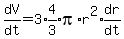 dV%2Fdt=3%2Aexpr%284%2F3%29pi%2Ar%5E2%2Aexpr%28dr%2Fdt%29