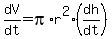 dV%2Fdt=pi%2Ar%5E2%2A%28dh%2Fdt%29